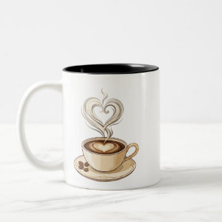 Elegant Coffee Cup and Heart Latte Art | Mugs