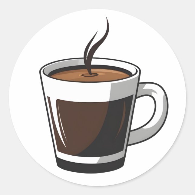 Elegant Coffee Cup Illustration Classic Round Sticker (Front)