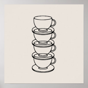 Elegant Coffee Cups Wall Art