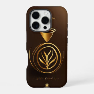 Elegant Coffee Seed Logo - Golden Accent Design iPhone 16 Pro Case