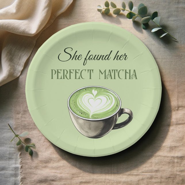 Elegant Coffee Theme Perfect Matcha Bridal Shower Paper Plate (Creator Uploaded)