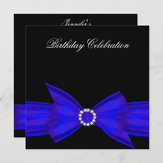 Elegant colbolt royal Blue Birthday Party Invitation (Front/Back)