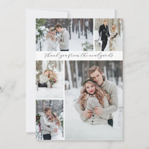 Elegant Collage 5 photo Newlywed Wedding Thank you Card