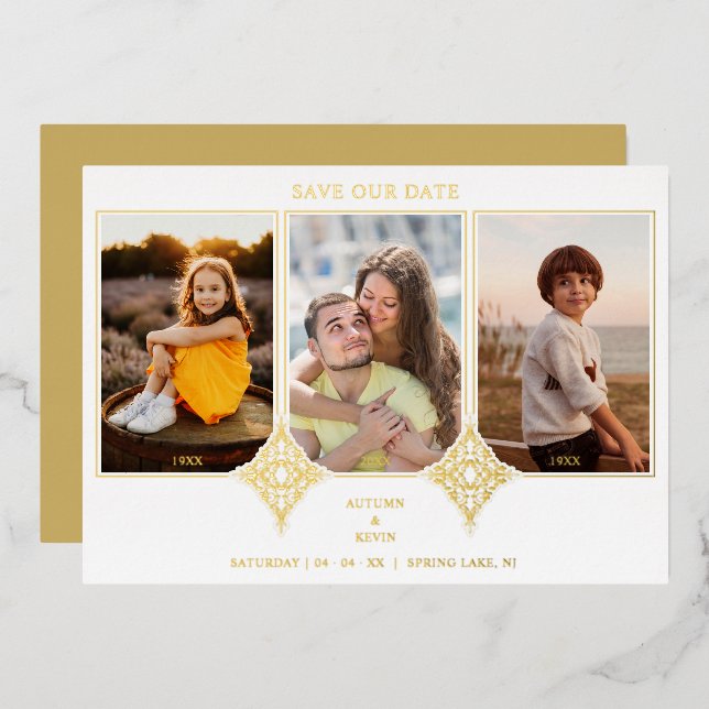 Elegant Collage Lace Romantic 3 Photos Couple (Front/Back)