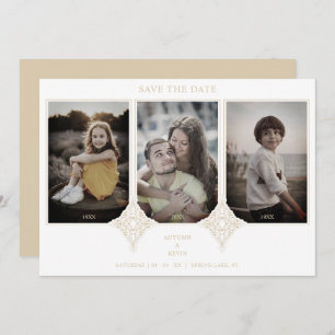 Elegant Collage Lace Then & Now 3 Photos Wedding Save The Date