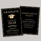 Elegant College Black Gold Graduation Party