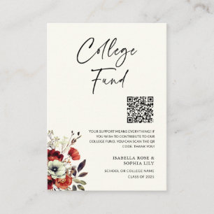 Elegant College Twins Graduation Fund QR Code Enclosure Card