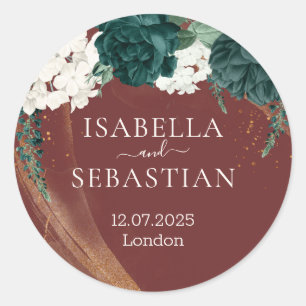 Elegant Color Rose Floral Classic Round Sticker