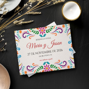 Elegant Colorful Floral Fiesta Spanish Wedding Save The Date