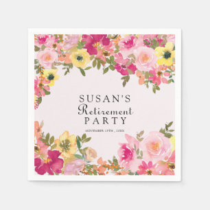 Elegant Colorful Floral Retirement Party  Napkin