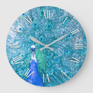 Elegant Colorful Peacock Artwork   Wall Clock