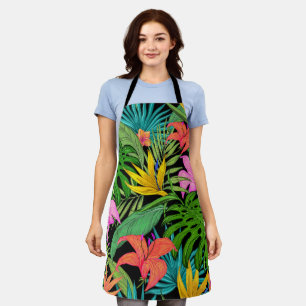 Elegant Colorful Summer Tropical Floral Leaves    Apron