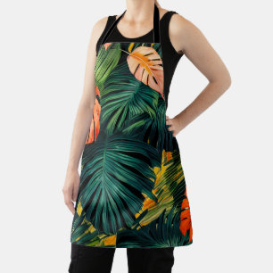 Elegant Colorful Tropical Leaves and Flowers    Ap Apron