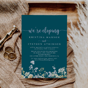 Elegant Colorful Wildflower Elopement Reception  Invitation