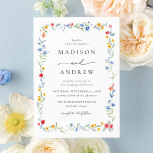 Elegant Colorful Wildflower Meadow Wedding Invitation
