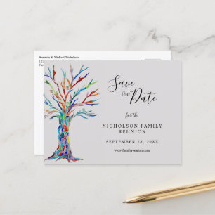 Elegant Coloured Tree Family Reunion Announcement