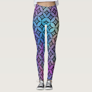 Elegant Colourful Abstract Floral Circles Pattern Leggings