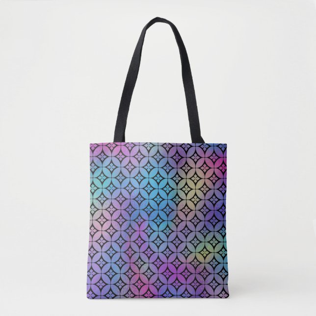 Elegant Colourful Abstract Floral Circles Pattern Tote Bag (Front)