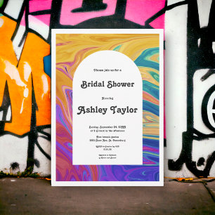 Elegant Colourful Abstract Modern Bridal Shower Invitation