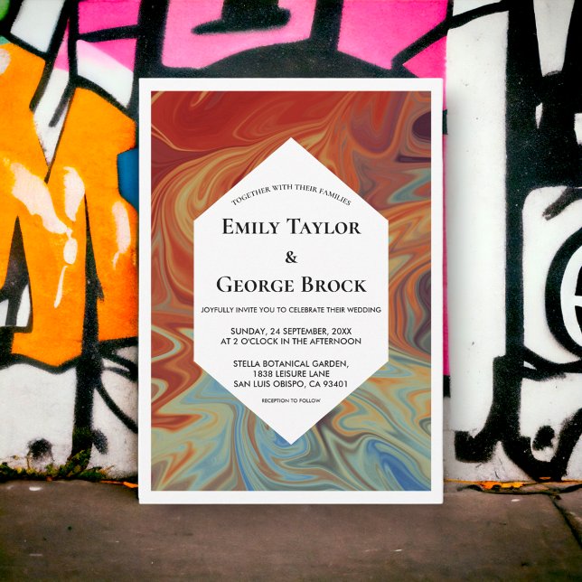 Elegant Colourful Abstract Modern Simple Wedding Invitation (Creator Uploaded)