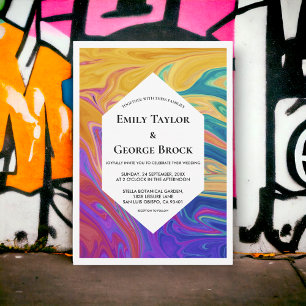 Elegant Colourful Abstract Painting Modern Wedding Invitation