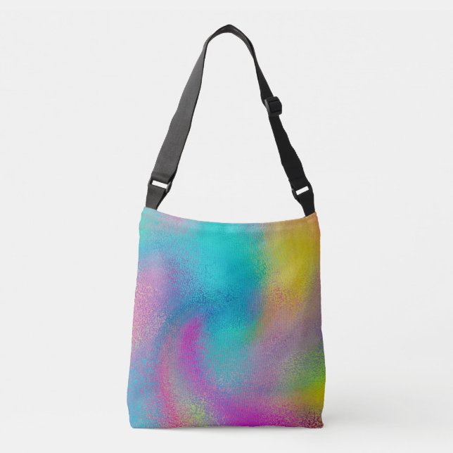 Elegant Colourful Abstract Rainbow Glitter Artwork Crossbody Bag (Front)