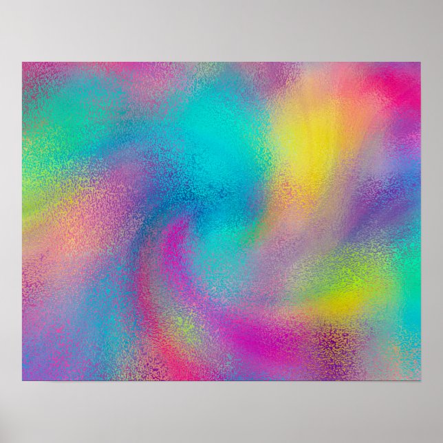 Elegant Colourful Abstract Rainbow Glitter Artwork Poster (Front)