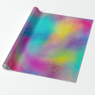 Elegant Colourful Abstract Rainbow Glitter Artwork Wrapping Paper