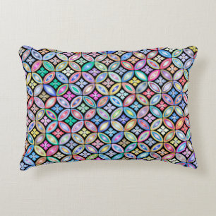 Elegant Colourful Abstract Stained Glass Pattern Decorative Cushion