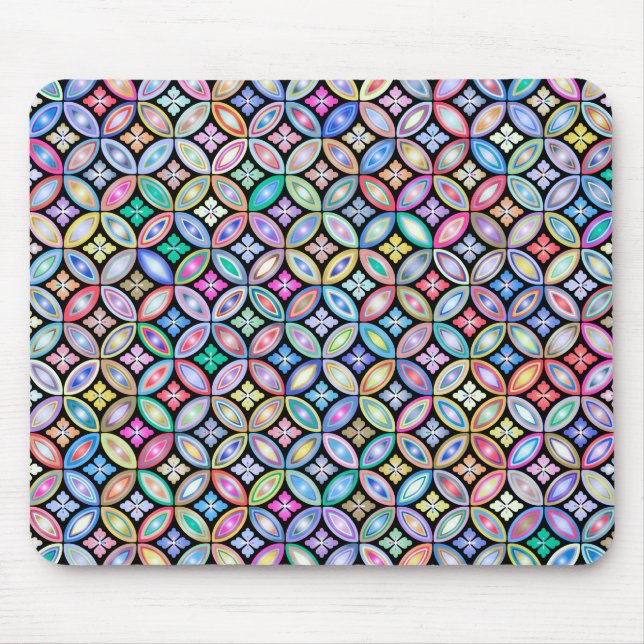 Elegant Colourful Abstract Stained Glass Pattern Mouse Pad (Front)