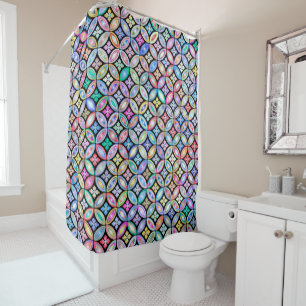 Elegant Colourful Abstract Stained Glass Pattern Shower Curtain