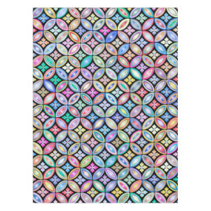 Elegant Colourful Abstract Stained Glass Pattern Tablecloth
