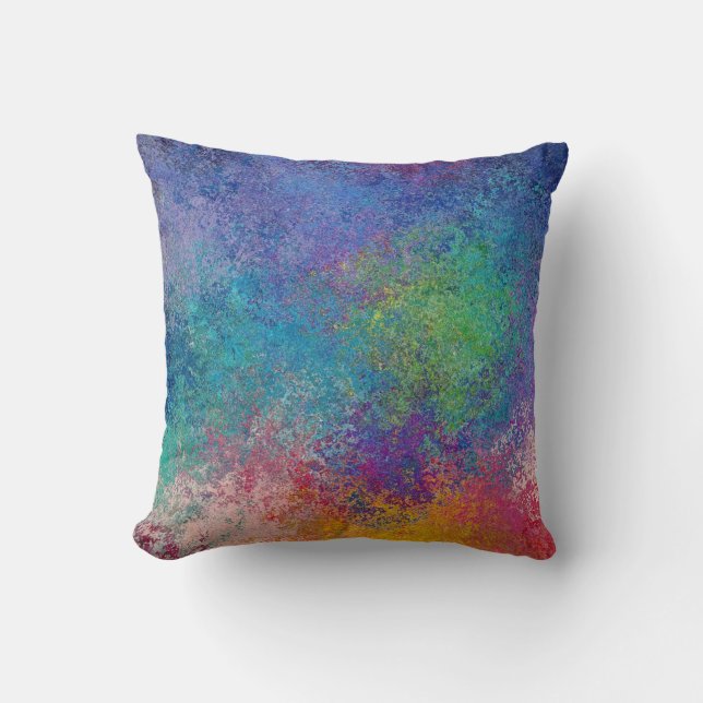 Elegant Colourful Acrylic Abstract Grunge Artwork Cushion (Front)