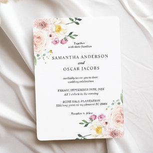 Elegant Colourful Beauty Flowers & Gold Drops Invitation