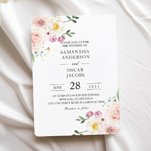 Elegant Colourful Beauty Flowers & Gold Drops Invitation