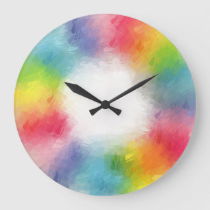 Elegant Colourful Blank Template Abstract Rainbow Large Clock