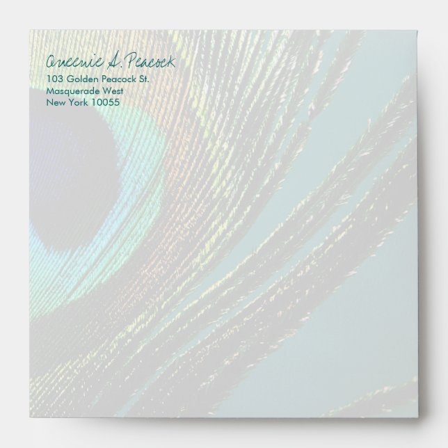 Elegant Colourful Bohemian Peacock Feather Photo Envelope (Front)