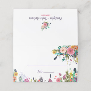 Elegant Colourful Boho Floral Blooms Wedding Escor Place Card