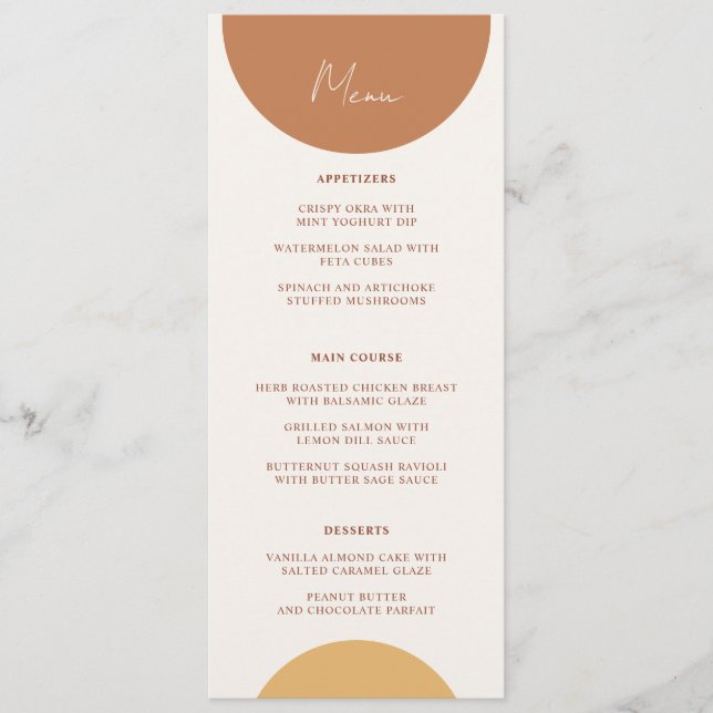 Elegant Colourful Boho Retro Arch Wedding Dinner Menu (Front)