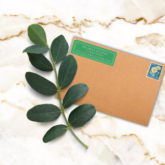 Elegant Colourful Border Custom Forest Green Return Address Label