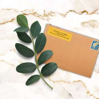 Elegant Colourful Border Custom Mustard Yellow Return Address Label