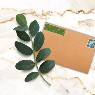 Elegant Colourful Border Personalised Olive Green Return Address Label