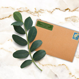 Elegant Colourful Border Personalised Olive Green Return Address Label