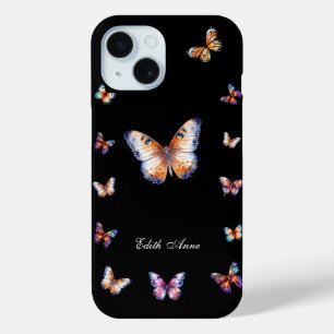 Elegant Colourful Butterflies Custom Monogram  iPhone 15 Case