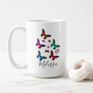 Elegant Colourful Butterflies Pattern Custom Coffee Mug
