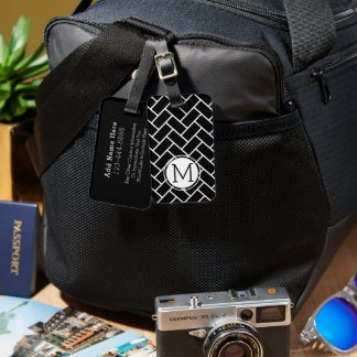 Elegant Colourful Chevron Pattern With Monogram Luggage Tag
