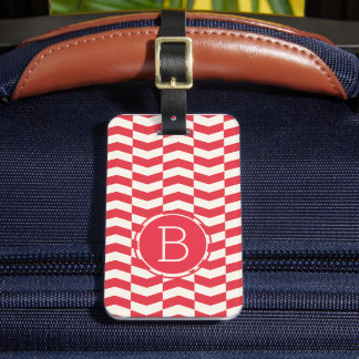 Elegant Colourful Chevron Pattern With Monogram Luggage Tag