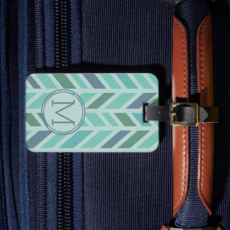 Elegant Colourful Chevron Pattern With Monogram Luggage Tag