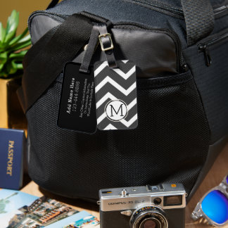 Elegant Colourful Chevron Pattern With Monogram Luggage Tag