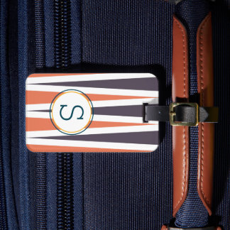 Elegant Colourful Chevron Pattern With Monogram Luggage Tag